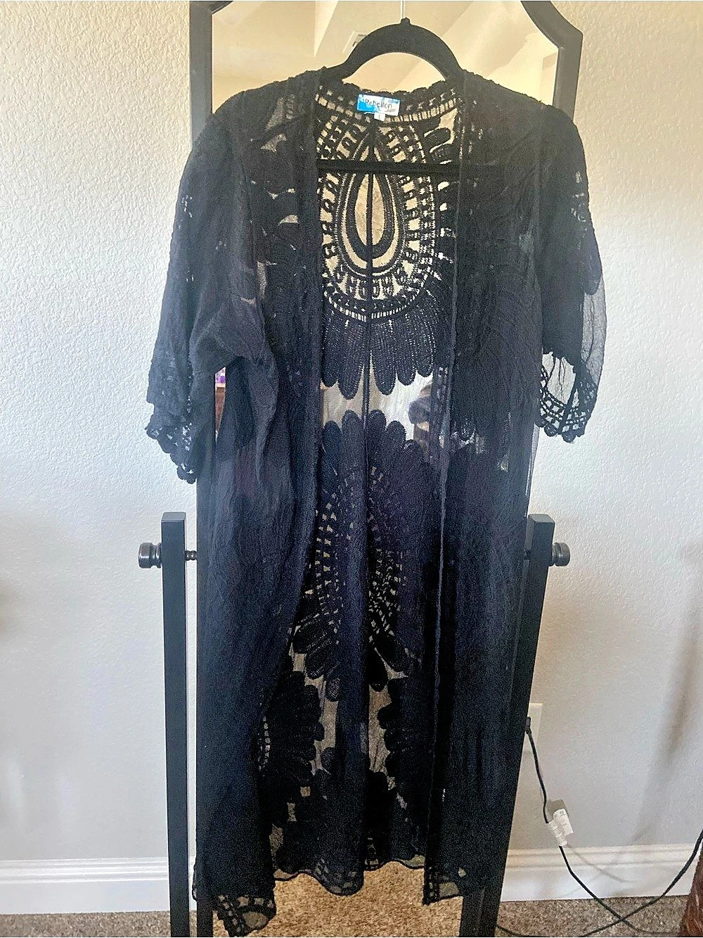 Rebellion Again Black Lace Kimono Cover-Up